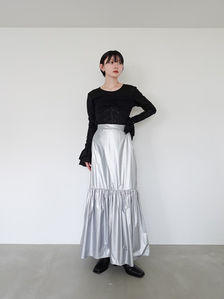 Metallic Tiered Skirt / Silver