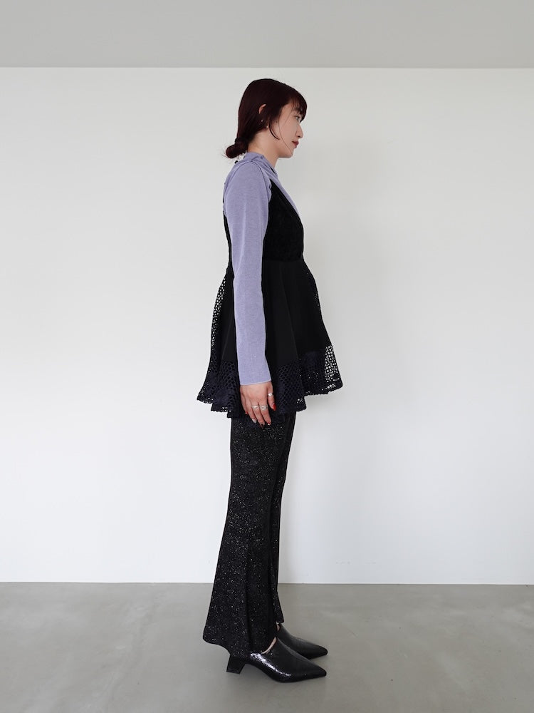 sahara グリッターヴェロアストレッチパンツ ブラック Glitter Velour Stretch Pants｜ストレッチフレアパンツ – MARTE