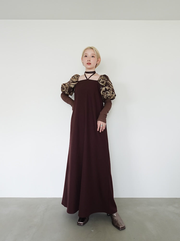 Jacquard Bud Sleeve Dress｜結婚式やお呼ばれドレス｜ジャガード