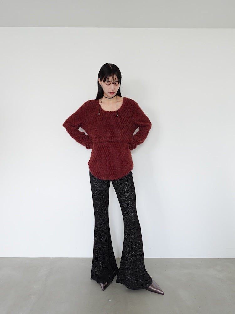Glitter Velour Stretch Pants モデル身長：158cm / Sサイズ着用