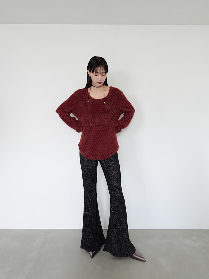 Glitter Velour Stretch Pants モデル身長：158cm / Sサイズ着用