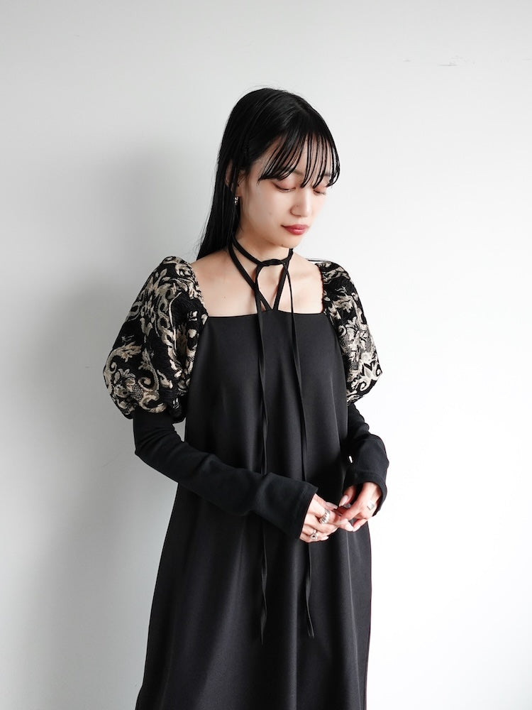 Jacquard Bud Sleeve Dress｜結婚式やお呼ばれドレス｜ジャガード