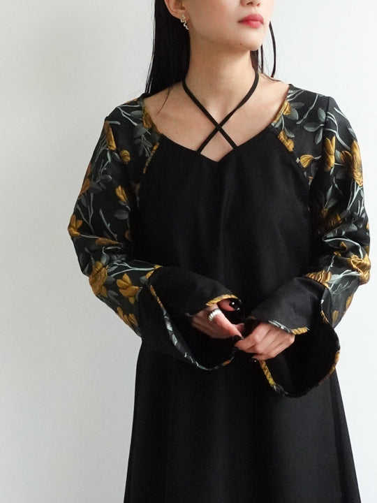 Cross Neck Jacquard Dress – MARTE