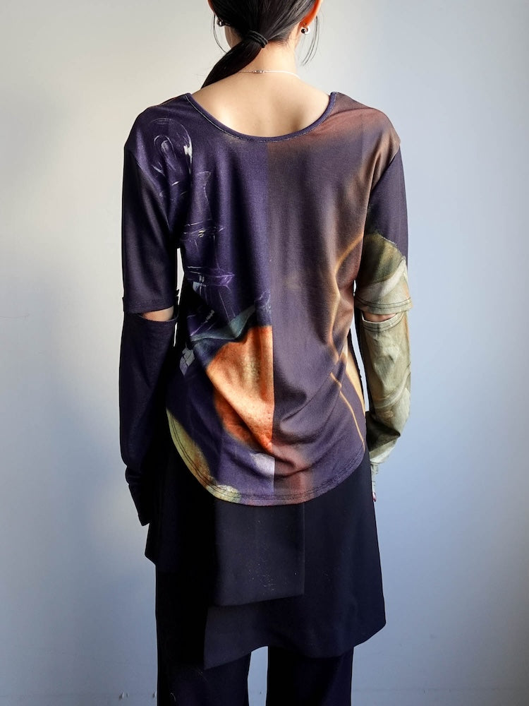 2way Sleeve Art Print Top｜2wayアート柄トップス – MARTE
