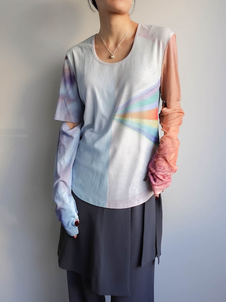 2way Sleeve Art Print Top｜2wayアート柄トップス – MARTE
