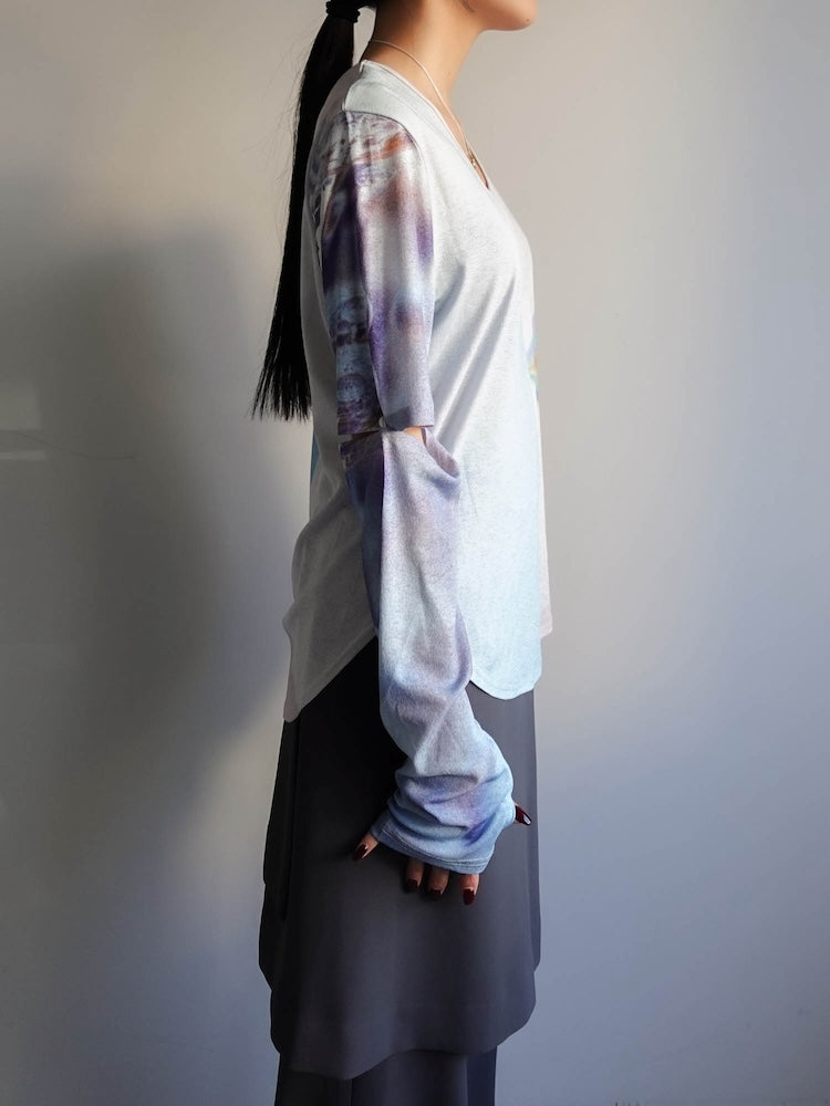 2way Sleeve Art Print Top｜2wayアート柄トップス – MARTE