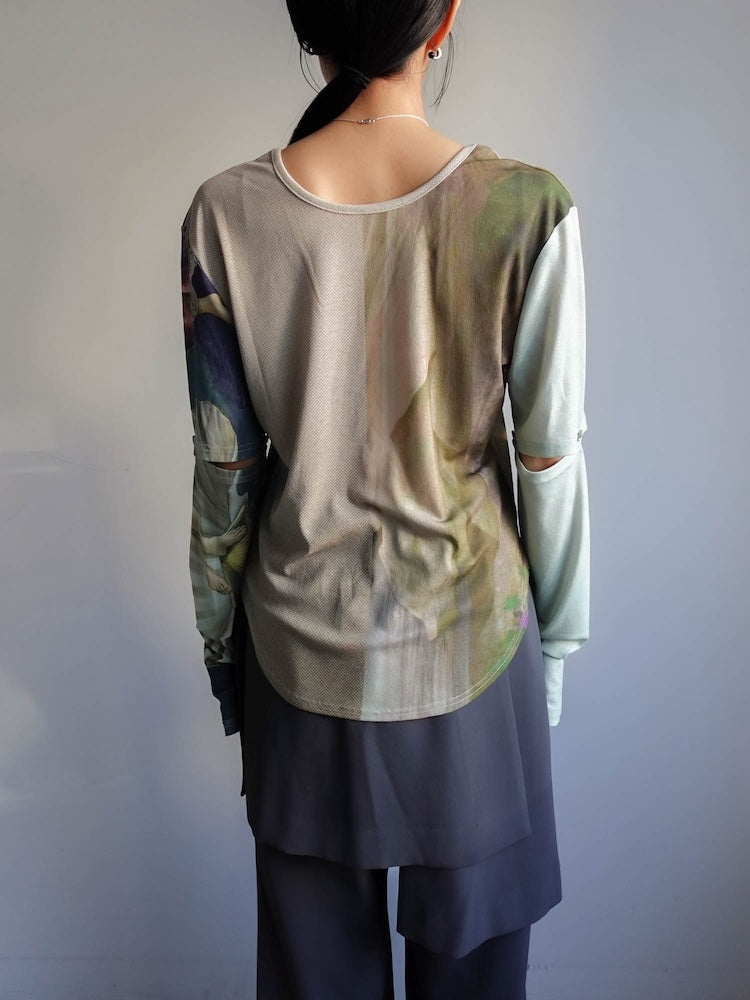 トップス SAHARA 2way Sleeve Art Print Top 2way Sleeve Art Print Top｜2wayアート柄トップス – MARTE