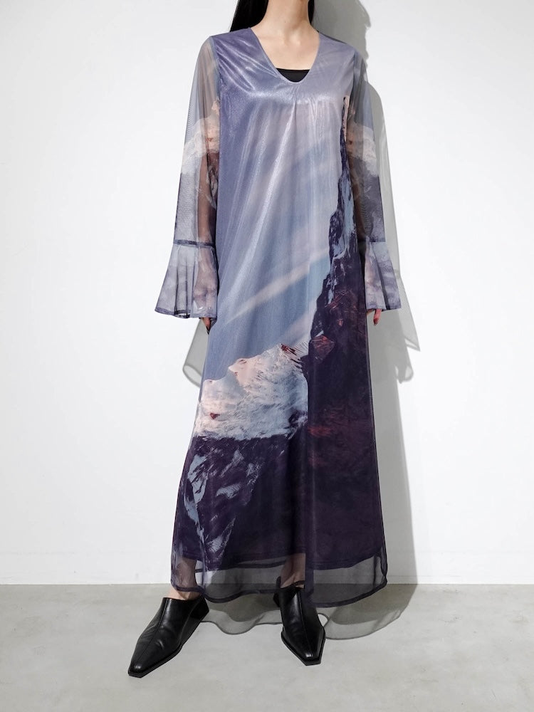 Nature Print Layered Dress｜ネイチャーモチーフ柄レイヤード