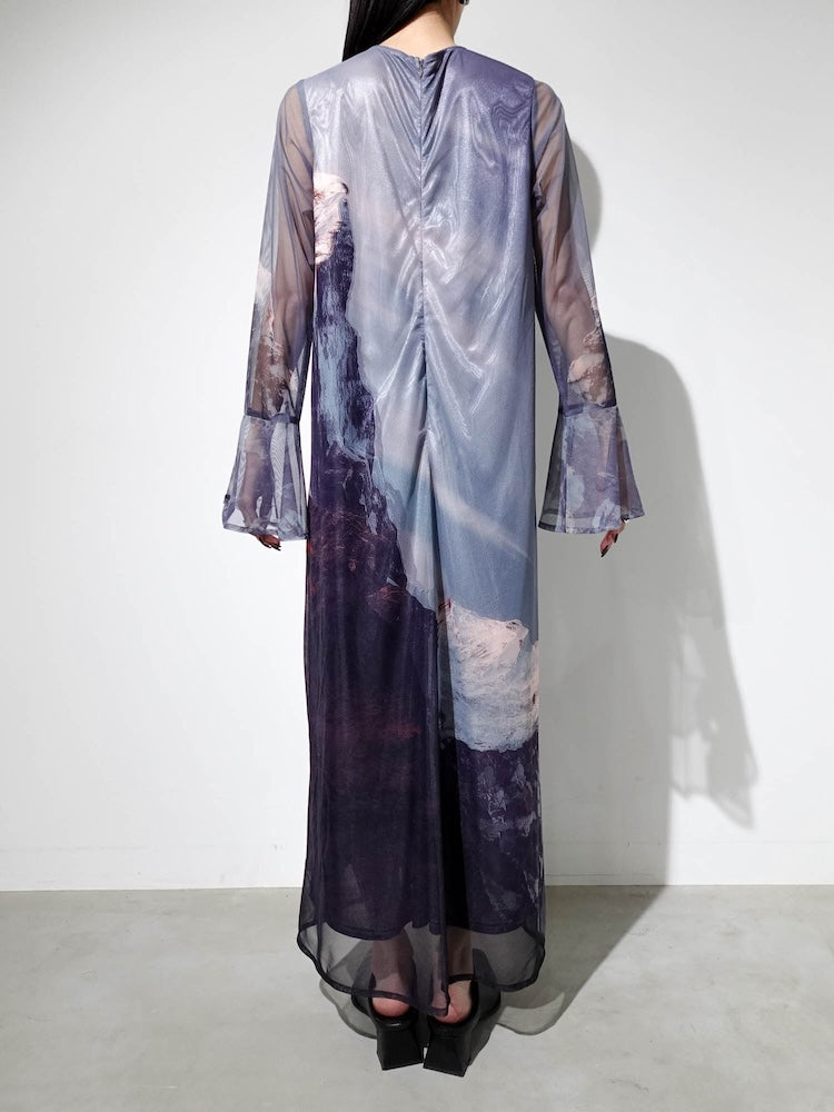 Nature Print Layered Dress｜ネイチャーモチーフ柄レイヤード