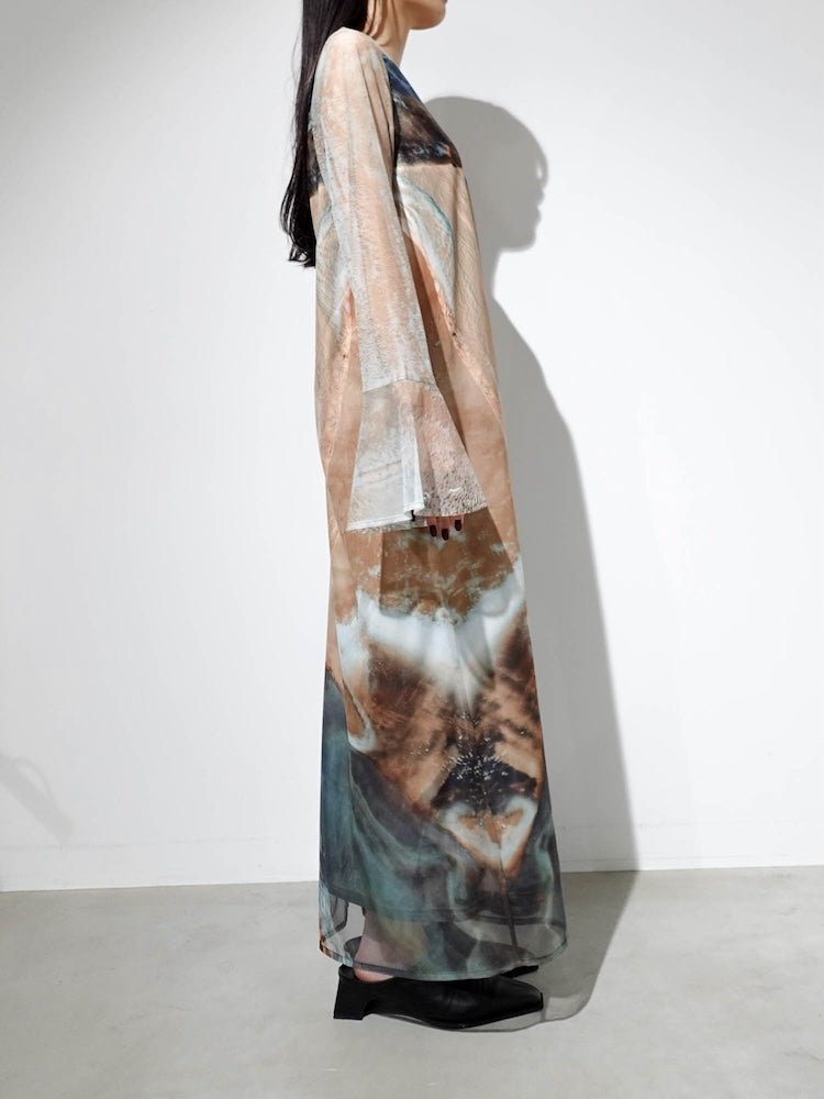 Nature Print Layered Dress｜ネイチャーモチーフ柄レイヤード