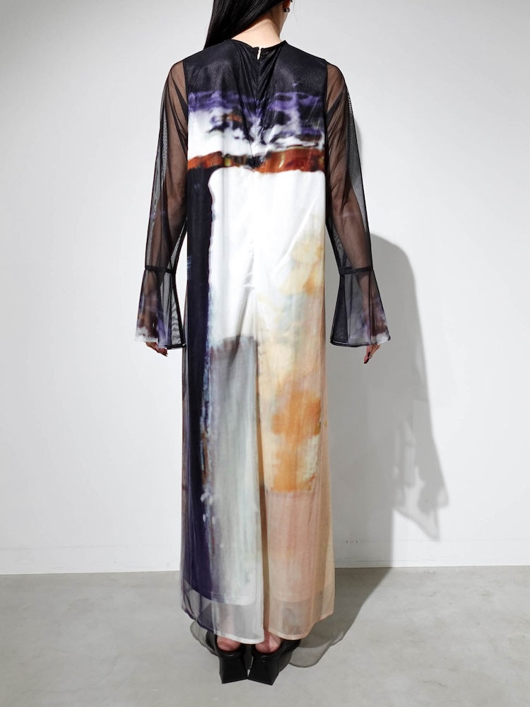 Nature Print Layered Dress｜ネイチャーモチーフ柄レイヤード