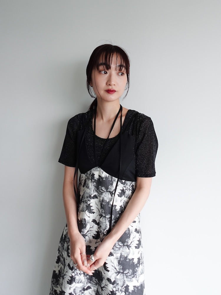 sahara Design Strap Jacquard Dress Fブラック Design Strap Jacquard Dress｜デザインストラップジャガードドレス
