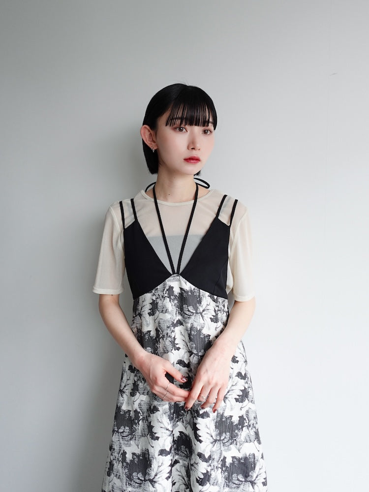 Design Strap Jacquard Dress｜デザインストラップジャガードドレス