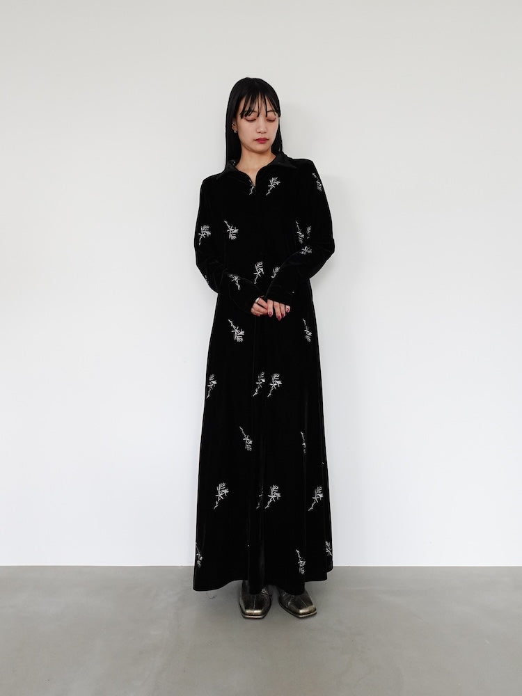 2way Velvet Embroidery Dress｜ベロアオケージョンワンピース