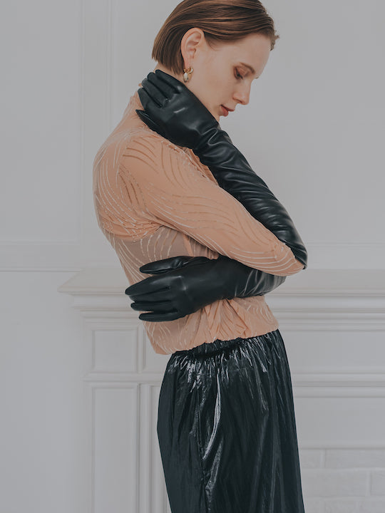 Wave Line Flocky Print Top｜フロッキーハイネックトップス – MARTE