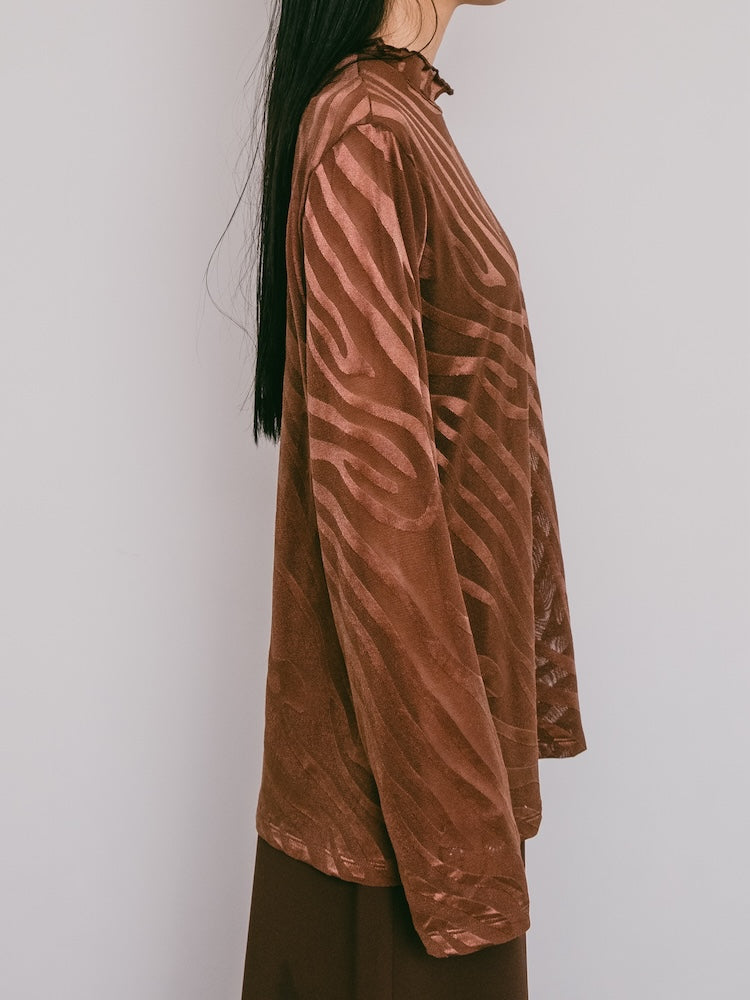Brown Wave Mesh Top