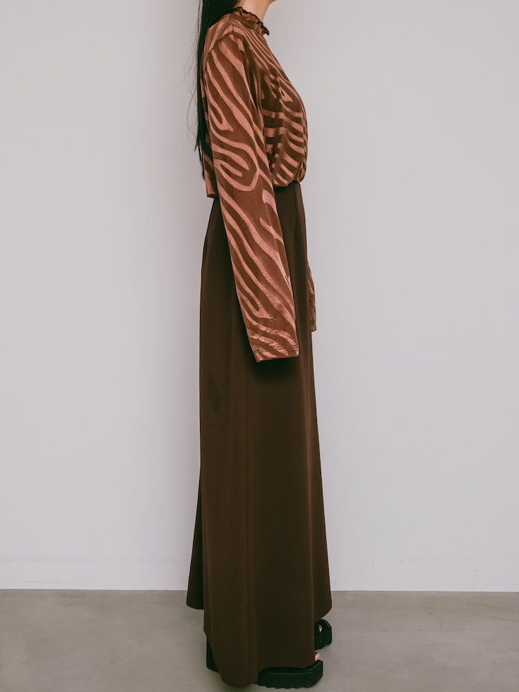 Brown Wave Mesh Top
