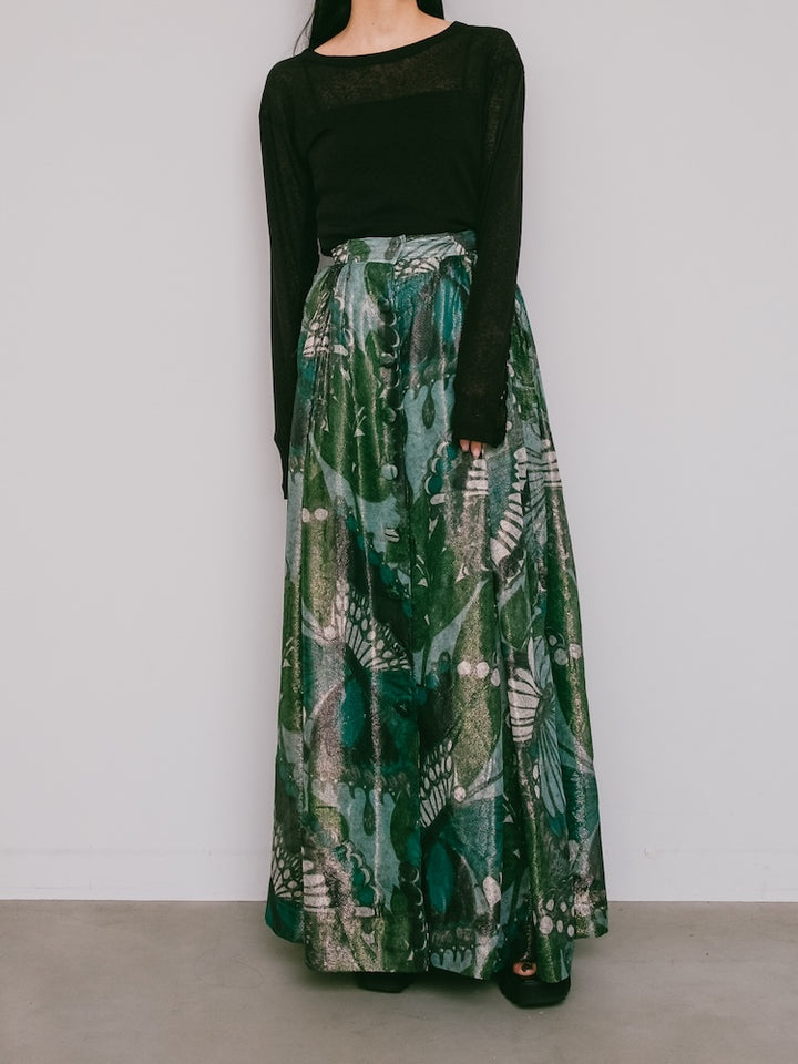 80s Metallic Sheer Print Skirt