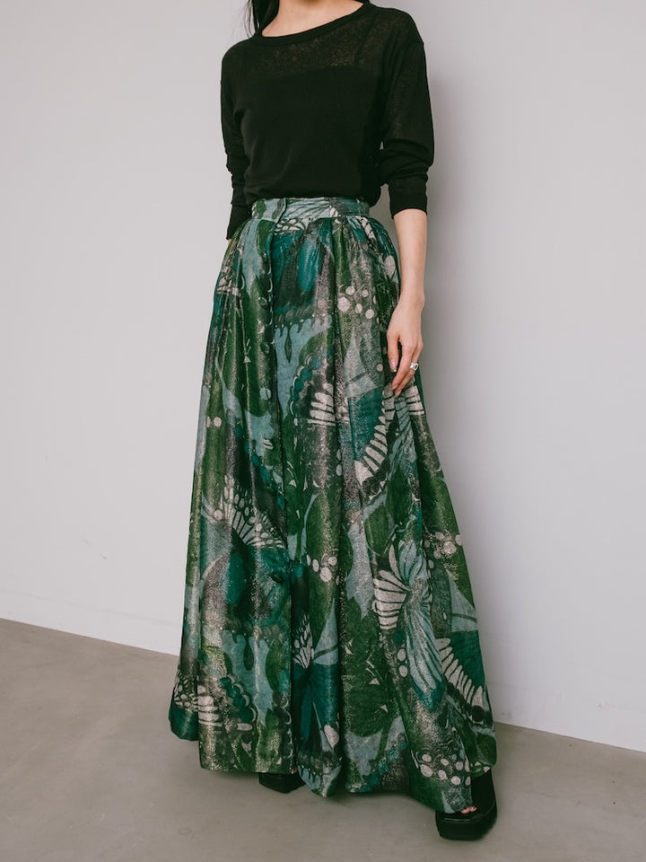 80s Metallic Sheer Print Skirt