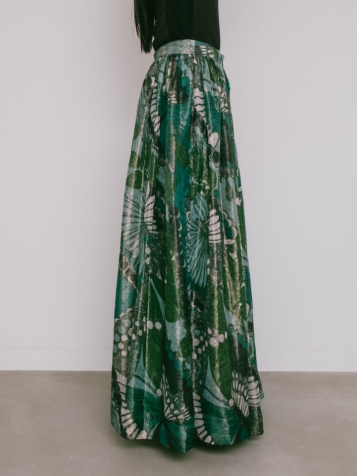 80s Metallic Sheer Print Skirt