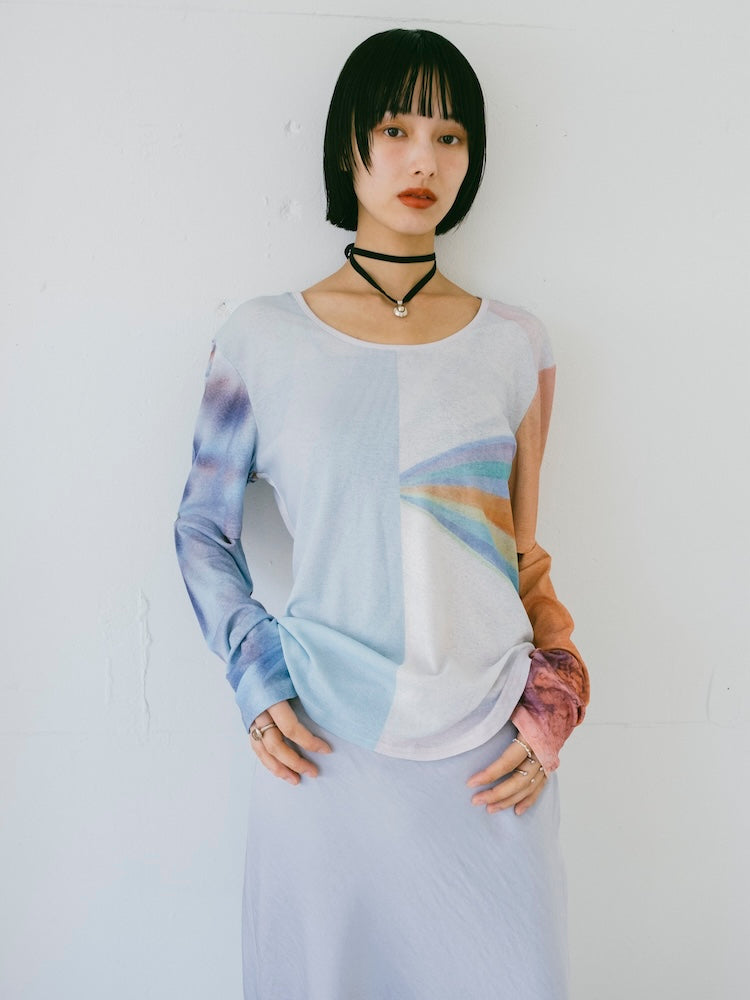 2way Sleeve Art Print Top｜2wayアート柄トップス – MARTE