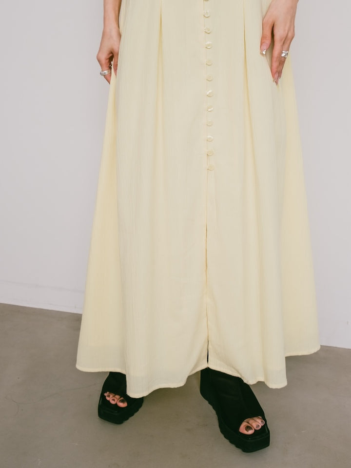 80s Back Embroidery Lemon Dress