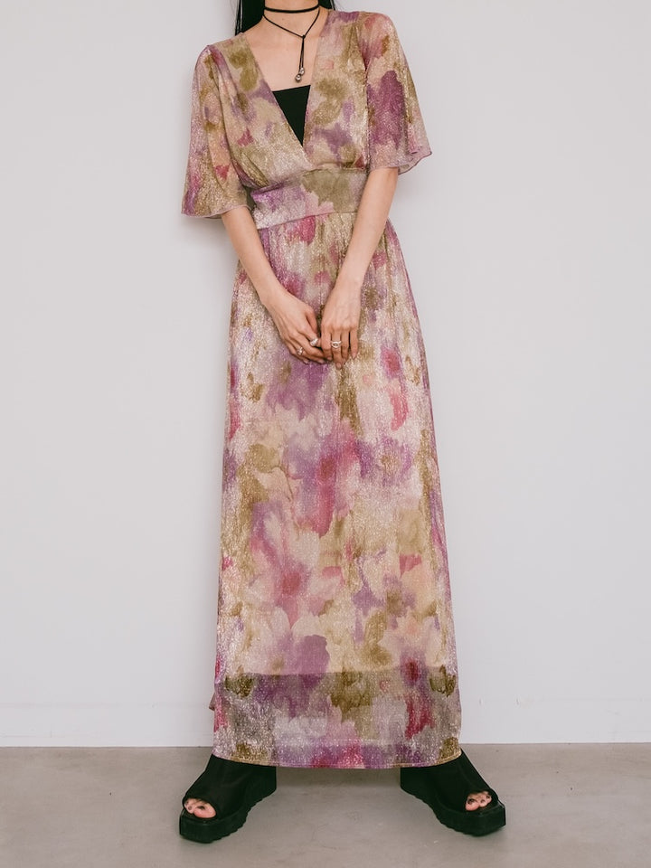 70s Flora Lame Dress