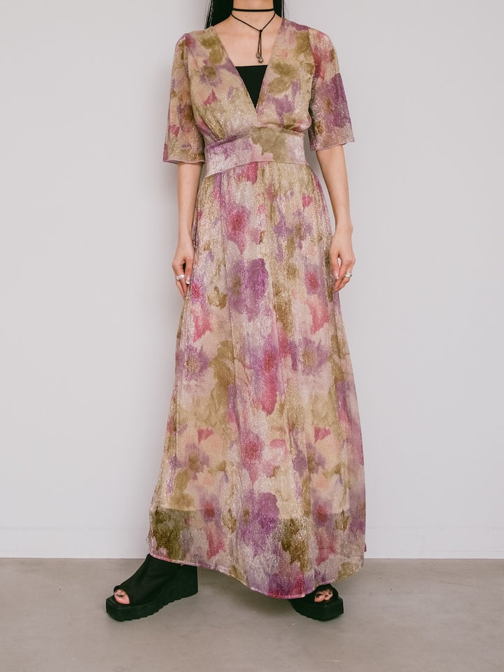 70s Flora Lame Dress
