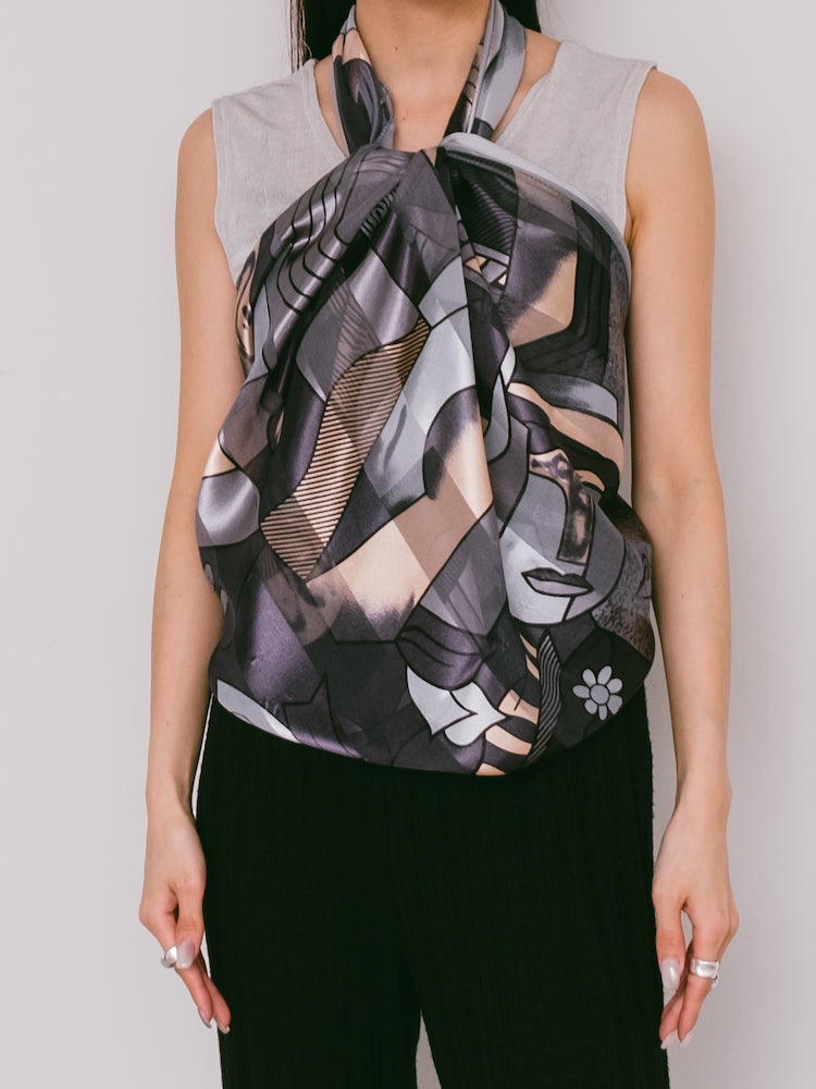 Vintage Scarf / Blue Picasso