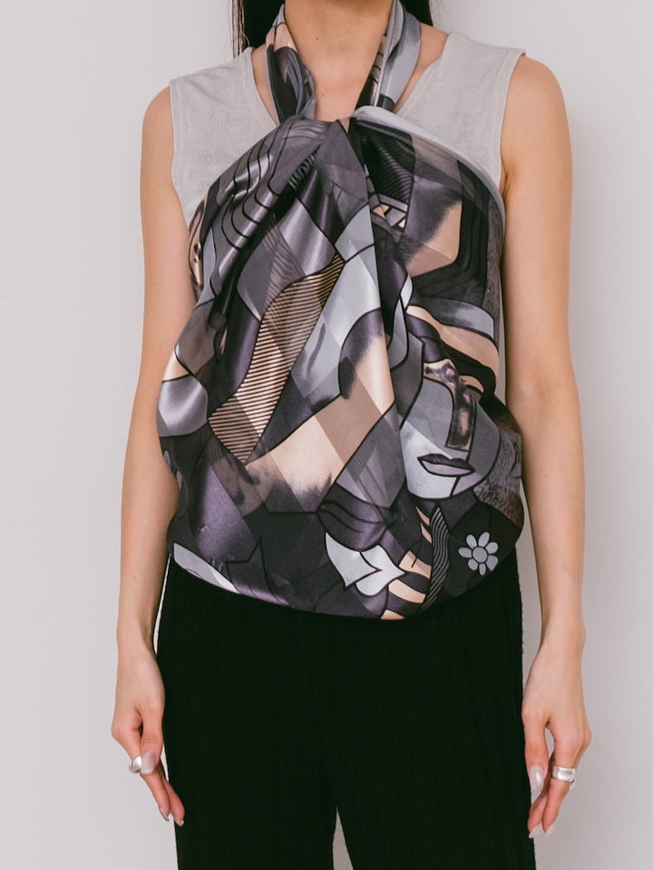 Vintage Scarf / Blue Picasso