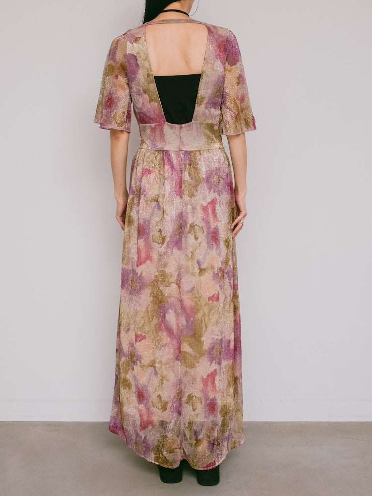 70s Flora Lame Dress