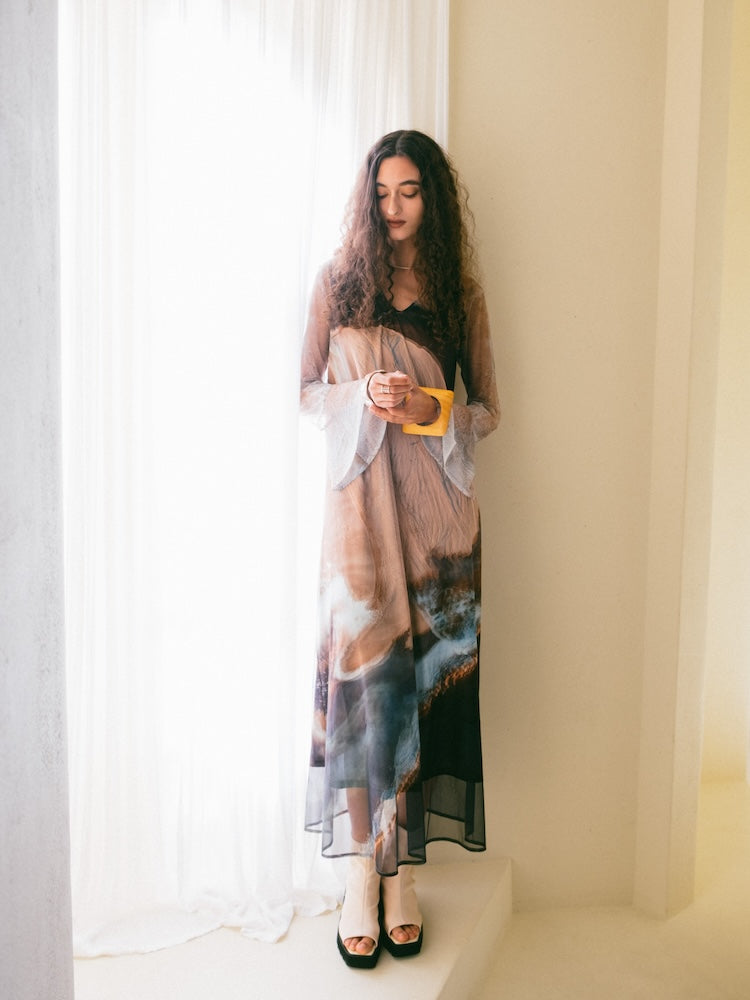 Nature Print Layered Dress｜ネイチャーモチーフ柄レイヤード
