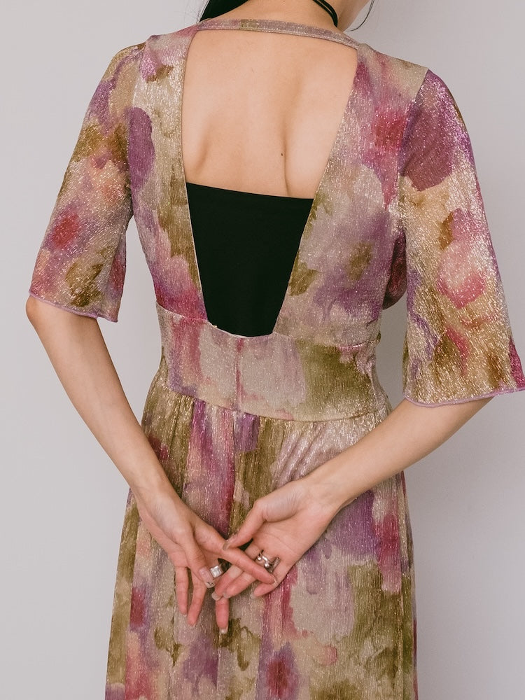 70s Flora Lame Dress