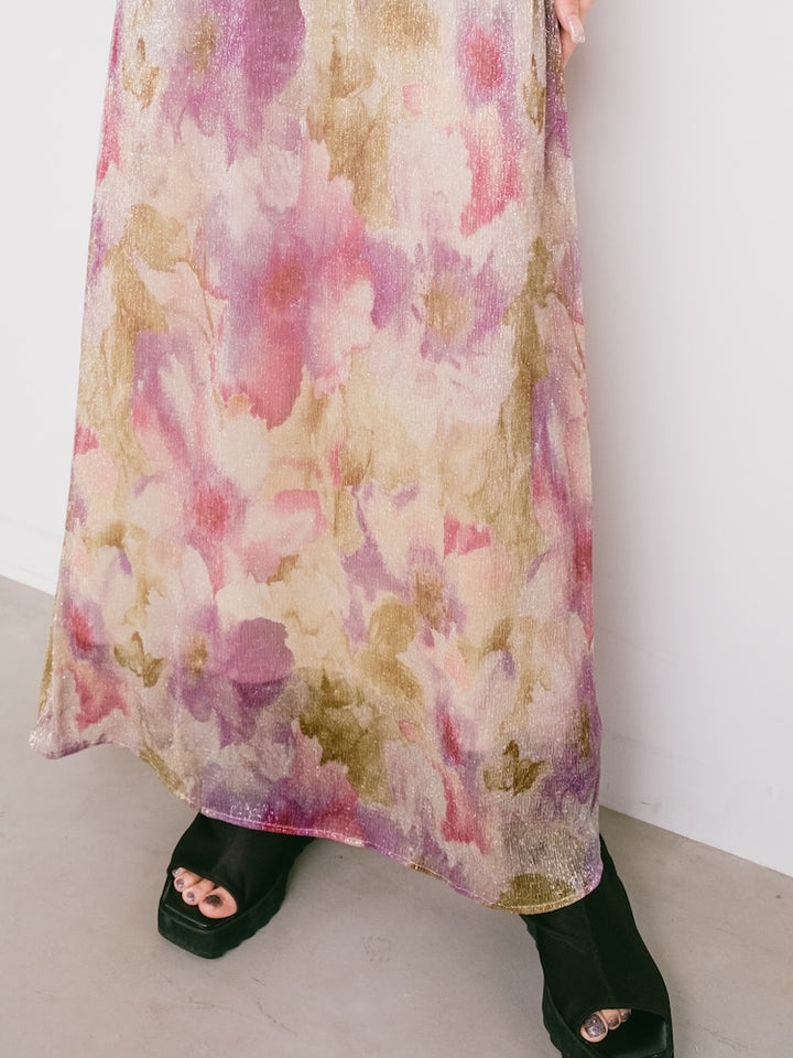 70s Flora Lame Dress