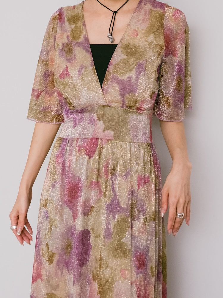 70s Flora Lame Dress
