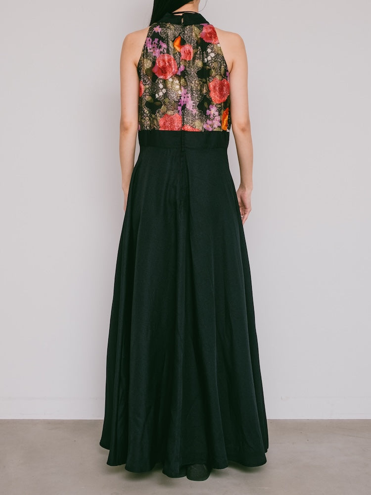 70s Polyester Halter Neck Dress