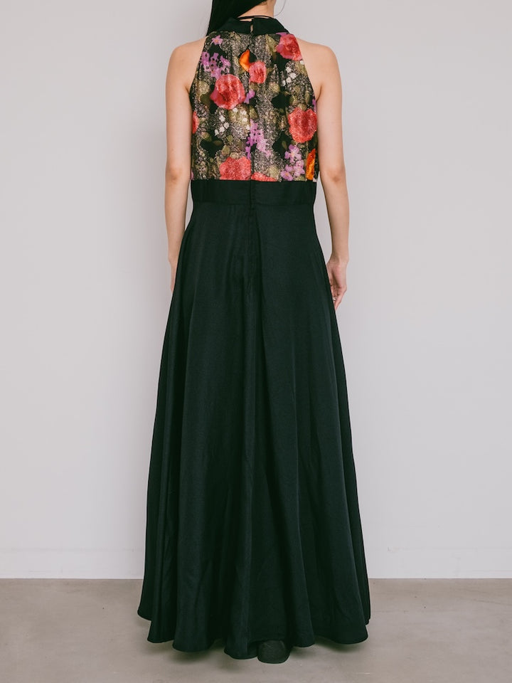 70s Polyester Halter Neck Dress