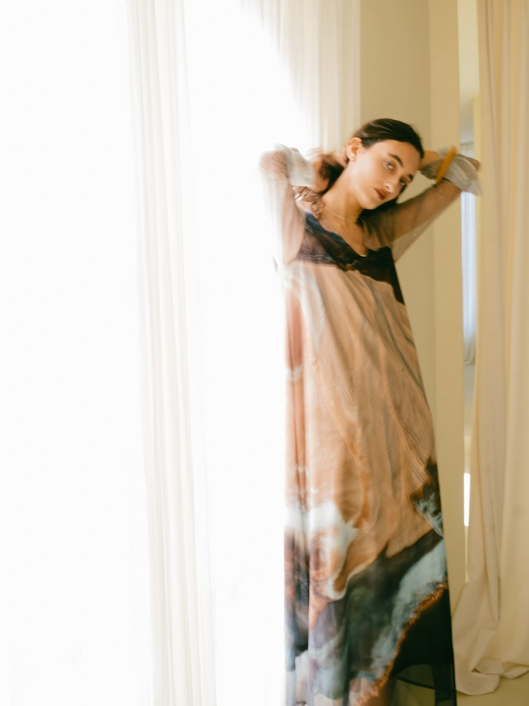 Nature Print Layered Dress｜ネイチャーモチーフ柄レイヤード