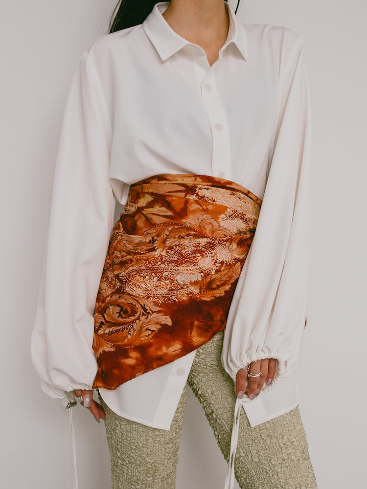 Vintage Scarf / Orange Damask