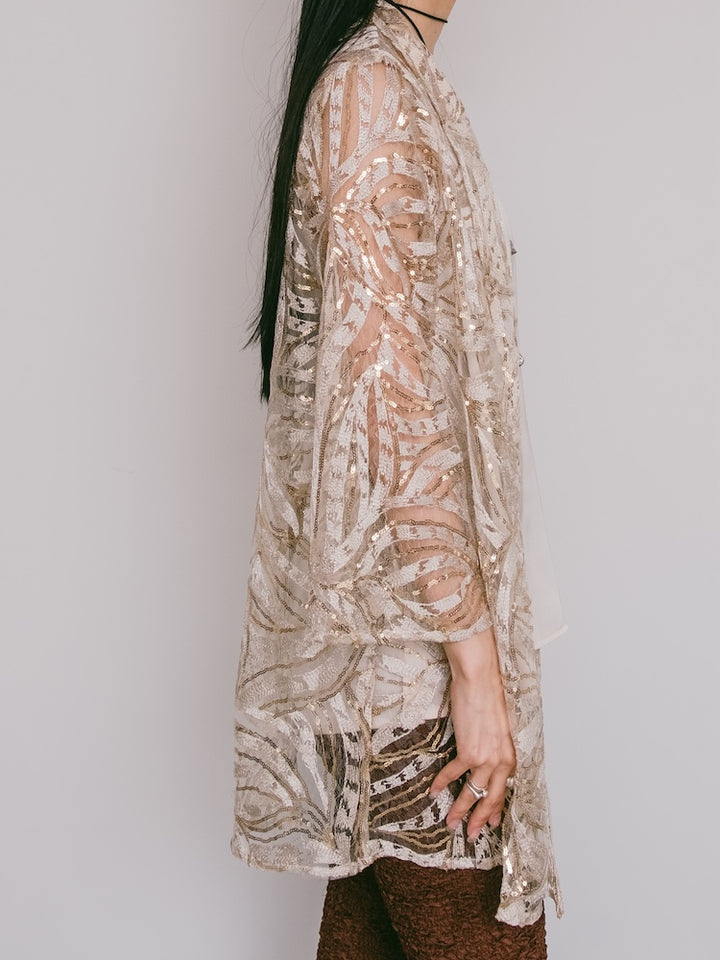 80-90s Sequins Champagne Gown