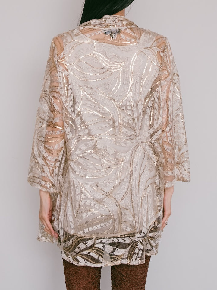 80-90s Sequins Champagne Gown