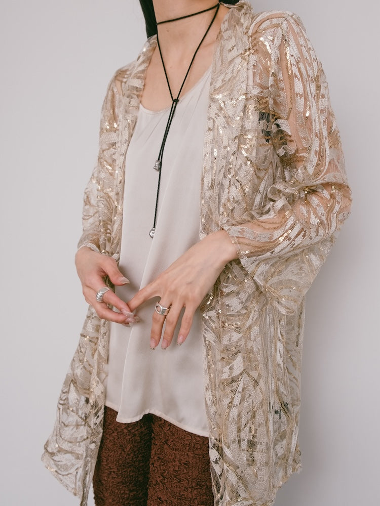 80-90s Sequins Champagne Gown