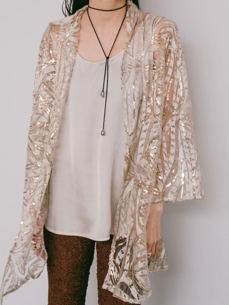 80-90s Sequins Champagne Gown
