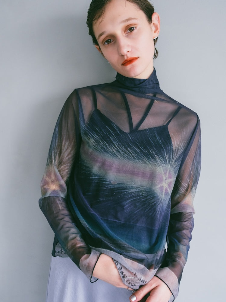 High Neck Sheer Top / 01Burning｜ハイネックシアートップス