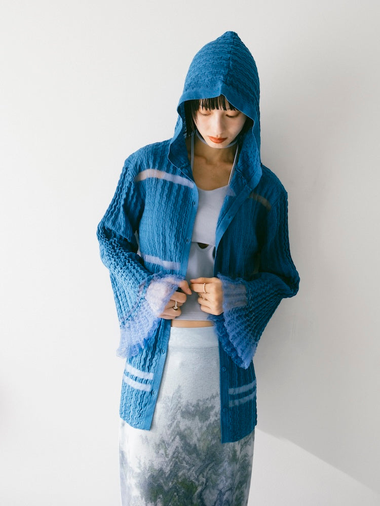 Sheer Hoodie Cardigan｜シアー素材フード付きカーディガン – MARTE