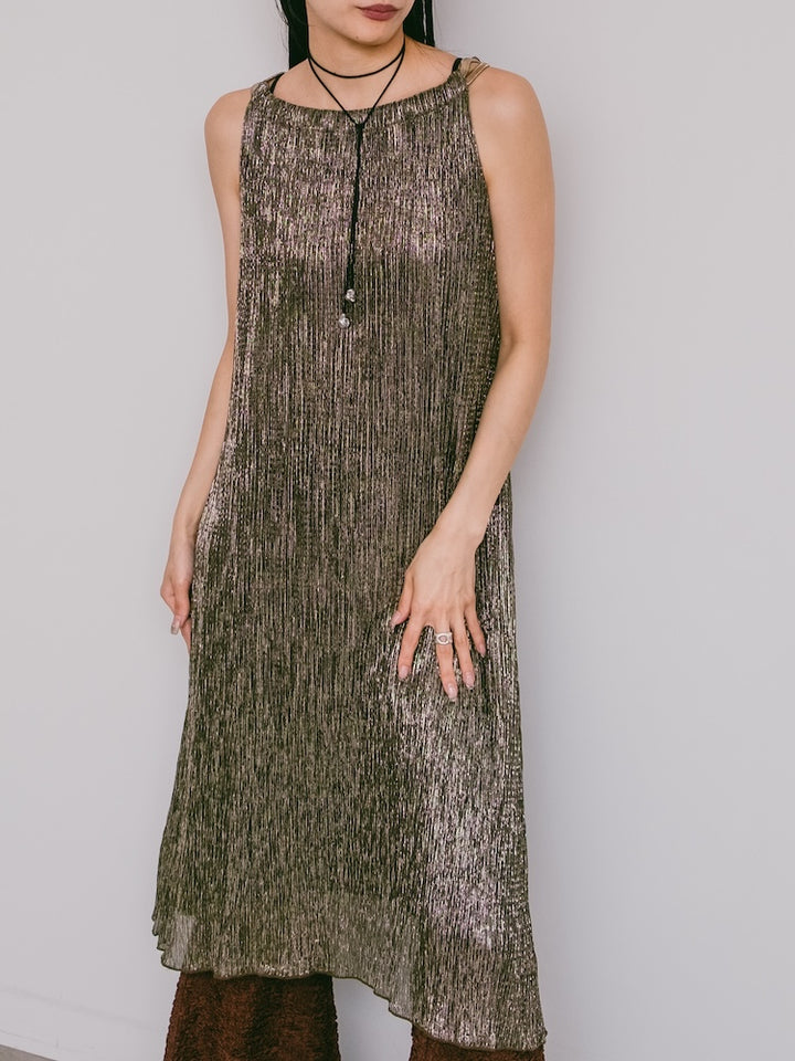 Metallic Pleats Dress