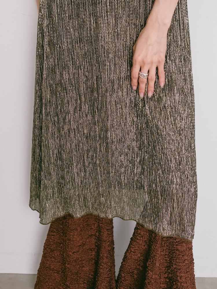 Metallic Pleats Dress