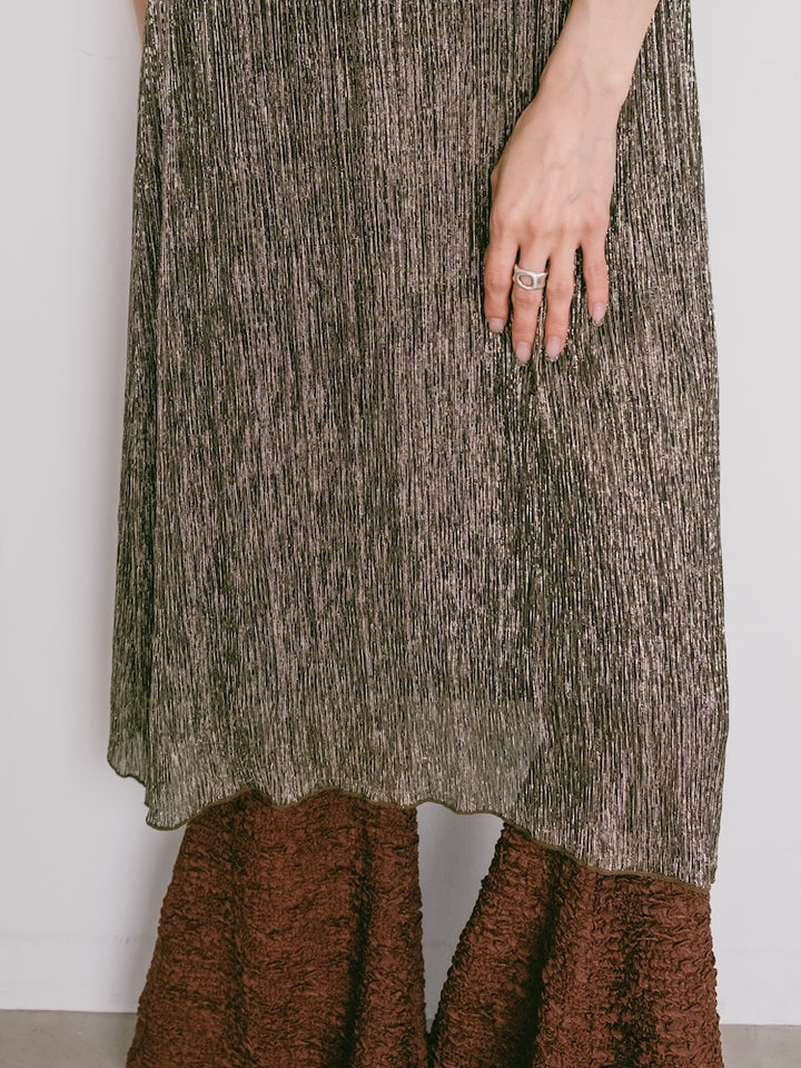 Metallic Pleats Dress