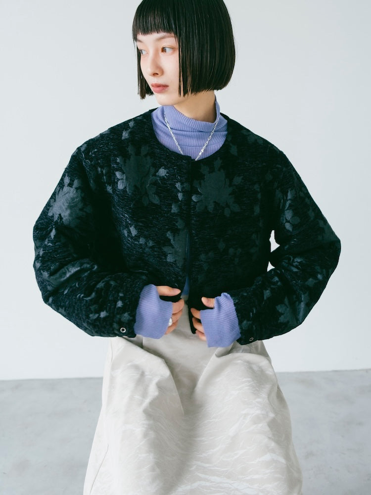 Jacquard Collarless Jacket｜ショート丈ジャガードジャケット