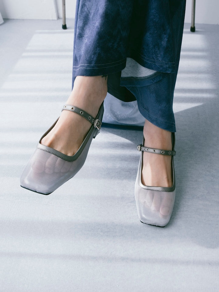 【26ss_EXB】Eyelet Strap Sheer Pumps
